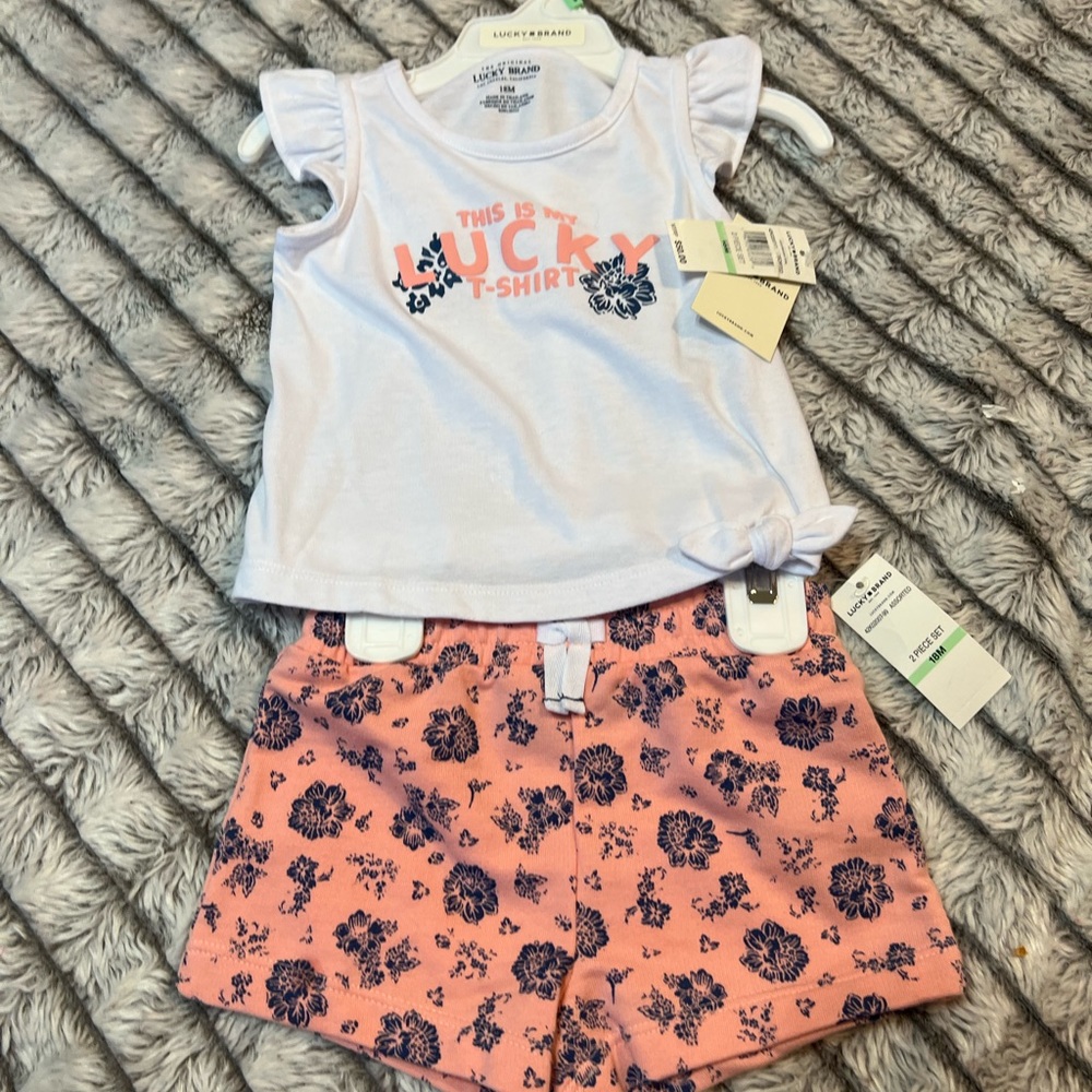 NWT Lucky Brand 18 Mos Shorts & T Set